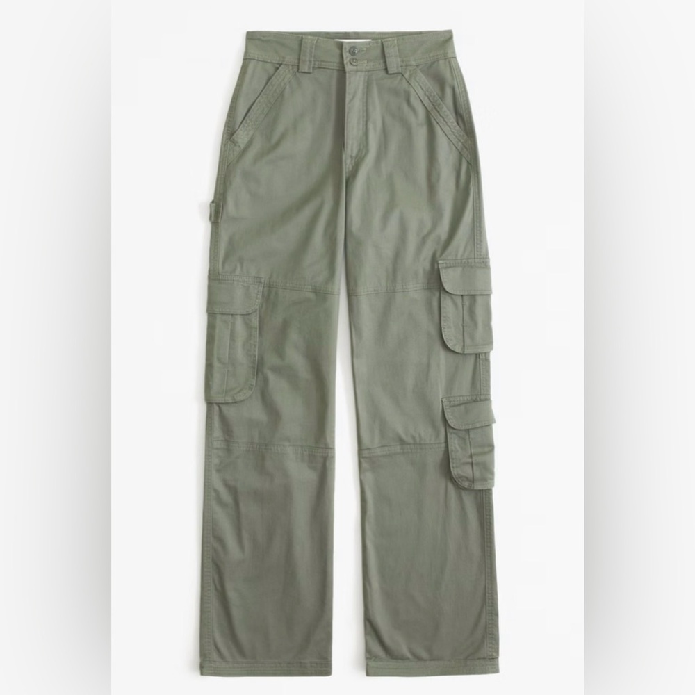 Abercrombie & Fitch Curve Love Cargo Utility Pants Green Relaxed Fit Women’s 29